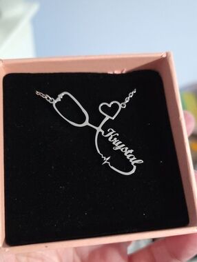 Necklace Pendant - Stethoscope with Name (Krystal)